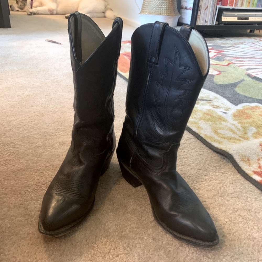 Black Leather Durango Western Boots Sz 10